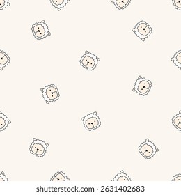 Seamless animal pattern. Idea for fabric, tablecloth pattern, wrapping paper, gift paper. Print ditsy. Motives are scattered randomly. Animal pattern background. cute pattern.
