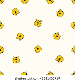 Seamless animal pattern. Idea for fabric, tablecloth pattern, wrapping paper, gift paper. Print ditsy. Motives are scattered randomly. Animal pattern background. cute pattern.