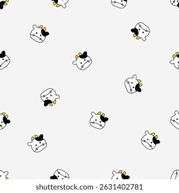 Seamless animal pattern. Idea for fabric, tablecloth pattern, wrapping paper, gift paper. Print ditsy. Motives are scattered randomly. Animal pattern background. cute pattern.