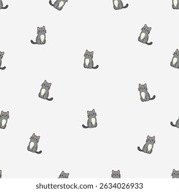 Seamless animal pattern. Idea for fabric, tablecloth pattern, wrapping paper, gift paper. Print ditsy. Motives are scattered randomly. Animal pattern background. cute pattern.
