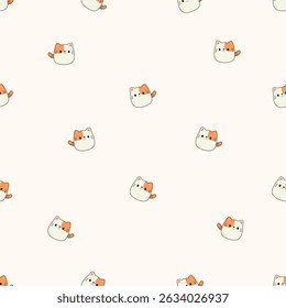Seamless animal pattern. Idea for fabric, tablecloth pattern, wrapping paper, gift paper. Print ditsy. Motives are scattered randomly. Animal pattern background. cute pattern.
