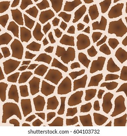 Seamless Animal Pattern. Imitation Print Of Skin Of Giraffe. Brown Spots On Beige Background.