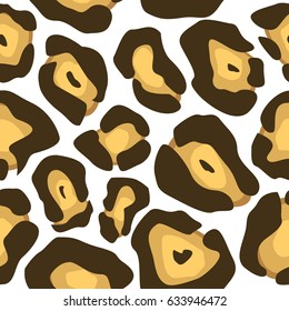 Seamless animal pattern. Imitation print of leopard skin. Brown and whiten spots on gray background.