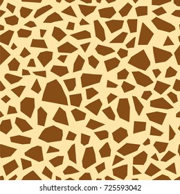 Seamless animal pattern. Imitation print of skin of giraffe. Safari, zoo, jungle. Brown spots on beige background. Vector

