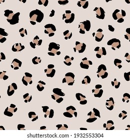 Seamless animal pattern with leopard grunge dots. Creative monochrome texture for fabric, wrapping, textile, apparel. Vector illustration
