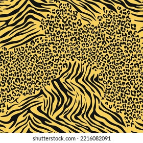 Seamless animal pattern leopard and zebra vector modern background for print