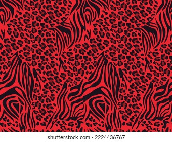 Seamless animal pattern leopard zebra modern background vector texture for print