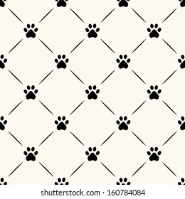 Seamless animal pattern of paw footprint.