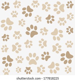 Seamless animal pattern of paw footprint