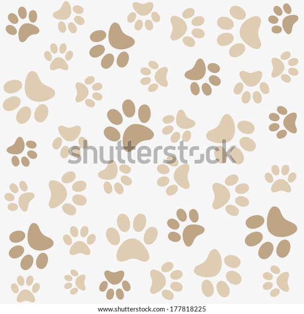 Seamless animal pattern\
of paw footprint