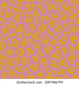 Seamless animal pattern in pink and orange colors. Perfect for prints, backgrounds, wrapping paper, textile, linen, wallpaper, etc.