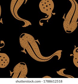 Patrón animal sin foco con peces marinos. Motivos antiguos de jarrón griego o romano para pintar.