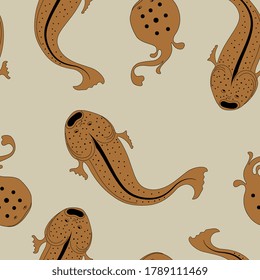 Seamless animal pattern with sea fish. Ancient Greek or Roman vase painting motifs.