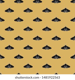 Seamless animal pattern with silhouettes of butterfly or moth.