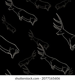 Nahtlose Tiermuster mit Silhouetten von Laufwild. Prähistorische Paläolithische Höhle Malkunst.
