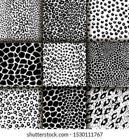 Seamless animal pattern skin fur vector pack