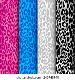 Seamless animal pattern skin fur vector pack. set of seamless leopard patterns