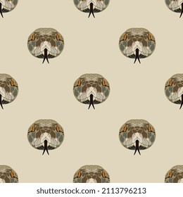 Seamless animal pattern with snake heads. On white background.