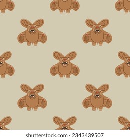 Seamless animal pattern with stylized bats. Ancient Peruvian Mochica art. Native American ethnic design of Moche Indians. On white background.