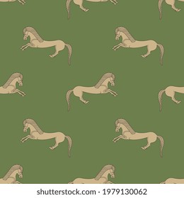 Seamless animal pattern with stylized horses. Ancient Greek vase painting design. 