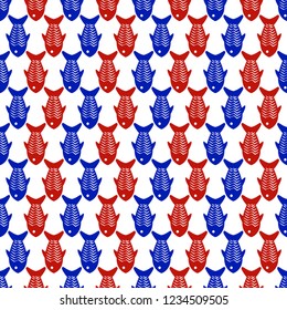 Seamless animal pattern vector background colorful art with cute childish baby fishes navy blue red 