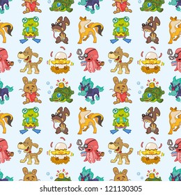 seamless animal pattern,cartoon vector illustration