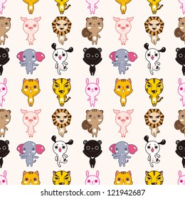 seamless animal pattern,cartoon vector illustration