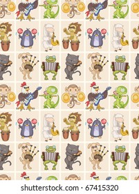 seamless animal play music pattern