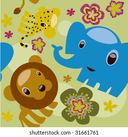 seamless animal safari pattern