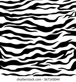 Seamless animal skin pattern with zebra texture / black and white