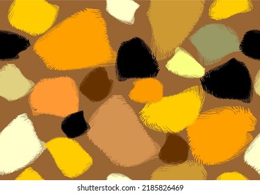 seamless animal skin pattern.Abstract wool.Mosaic.The texture of fluffy spotted leopard fur.spots on a brown background.Fashionable vector illustration for surface wrapping, fabric design