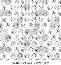 seamless animal tracks pattern with one line. vector illustration