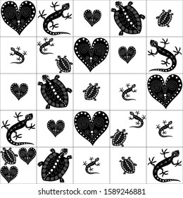 Seamless animalistic pattern. Black-white print for textiles and paper. Vector illustration.