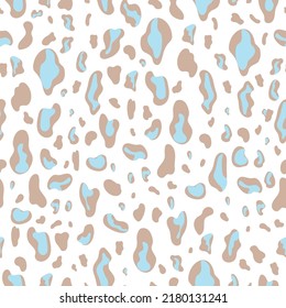 Seamless animalistic pattern of colored spots. Animal skin background of leopard, jaguar in trendy style. Abstract blots. Modern design for textiles and fabrics, wrapping paper. Vector illustration.