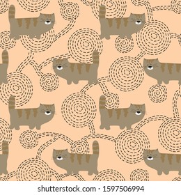 Seamless animalistic pattern. Cute print for textiles and paper. Vector illustration.