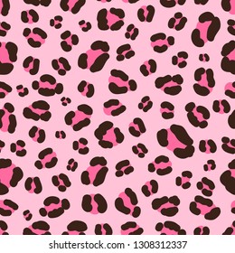 Seamless animalistic pattern, pink leopard  skin