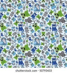 Seamless animals cute boy pattern in vector