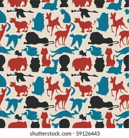 Seamless animals silhouettes