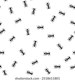 seamless ant trail pattern. Insect control concept. Stock vector illustration in flat style isolated on white background.