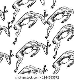 Seamless antelopes pattern in african style. Creative simple animal texture for fabric, wrapping, textile, wallpaper, apparel. Vector illustration