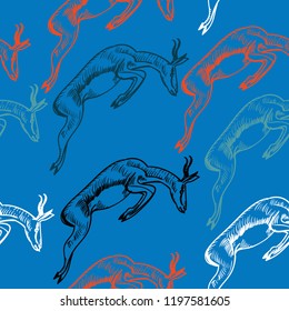 Seamless antelopes pattern in african style. Creative simple animal texture for fabric, wrapping, textile, wallpaper, apparel. Vector illustration