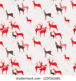 Seamless antelopes pattern in african style. Creative simple animal texture for fabric, wrapping, textile, wallpaper, apparel. Vector illustration