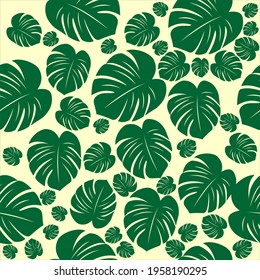 Seamless anthurium leaves pattern with yellow background. Plant design for fabric, cloth design,manufacturing, covers,scrapbooking print, gift wrap and wallpapers