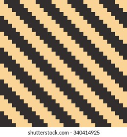 Seamless antique palette black and gold geometric pixel diagonal stripes festive pattern vector