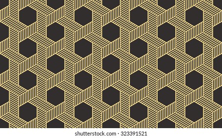 Seamless antique palette hexagonal isometric op art revolving star with dotted fill pattern vector