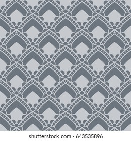 Seamless antique palette simple art deco wave scales pattern vector. Seamless Art-Deco Vintage Pattern