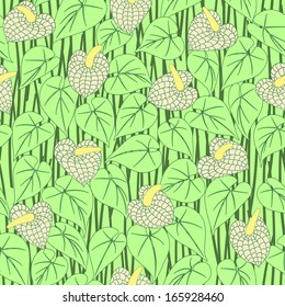 seamless anturium flower pattern background
