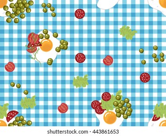 seamless appetite breakfast pattern. morning fried eggs cartoon background.