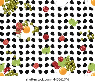 seamless appetite breakfast pattern. morning fried eggs cartoon background.