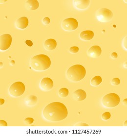 Seamless appetizing cheese texture with large holes. Vector illustration of a useful meal.